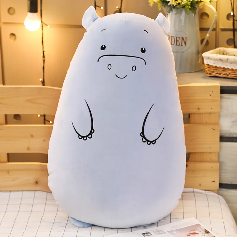 50-90 см Kawaii плюшевая динозавр Бегемот овечка кошка игрушки мягкая подушка с изображением животных мультфильм Медведь подушка ребенок спящий ворс милая кукла - Цвет: hippo