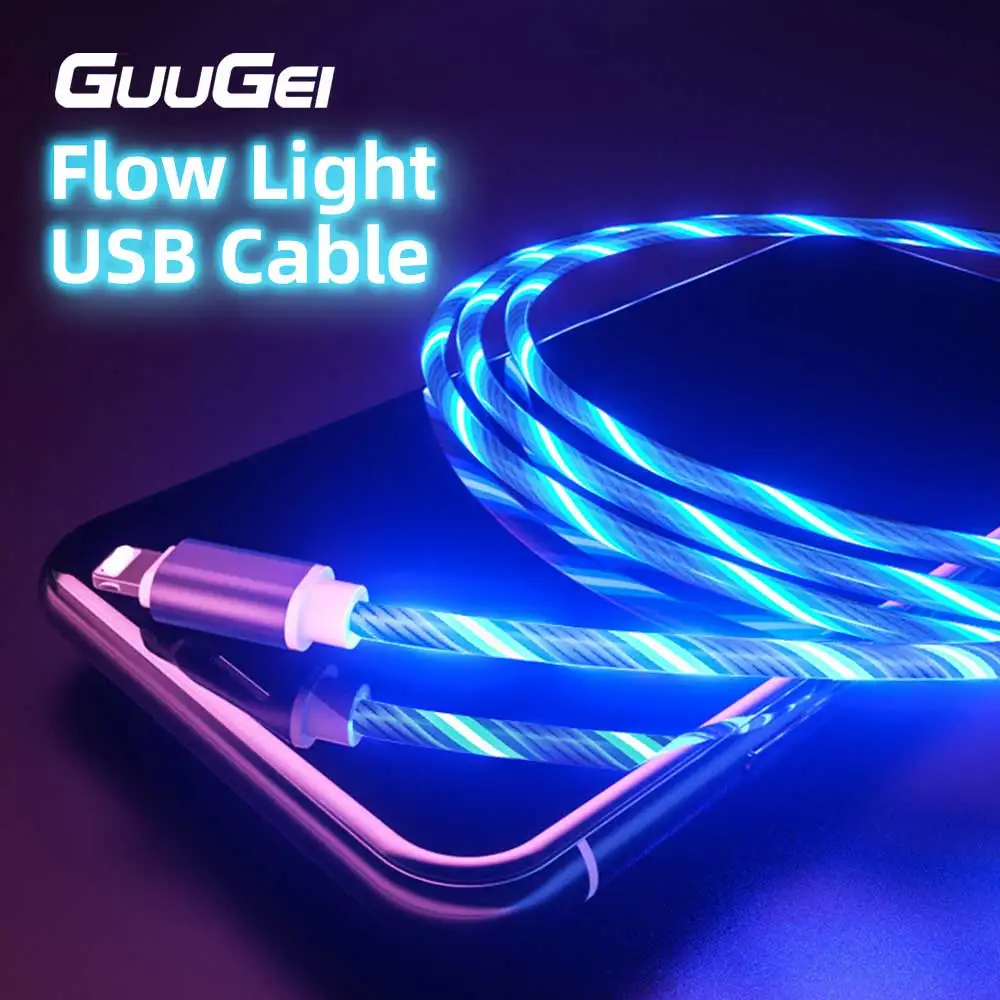 GUUGEI USB зарядный кабель светодиодный светящийся светильник шнур для передачи данных Micro usb type C зарядка цветная Зарядка для samsung Galaxy S8 S9