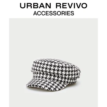 

UR Spring New Women Youth Cap Houndstooth Detailing Wide Brim Hat AV04SA4N2016