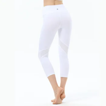 Newly Sexy Women Yoga Leggings Capri Pants Leggings Sport Fitness Gym High Waist Mesh 3/4 Trousers 3