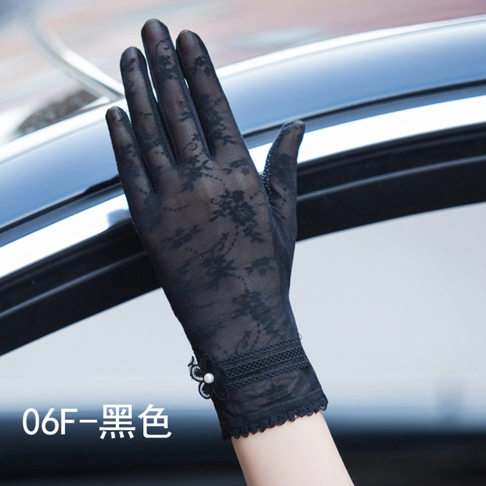 HanXi Модные женские шелковые перчатки, летние спортивные перчатки с сенсорным экраном, кружевные варежки с защитой от солнца