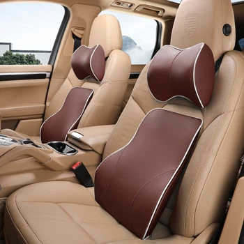 

Car Neck Pillow Lumbar Waist Support Headrest Pillows Back Cushion Seat Supports Memory Foam Seat Covers Auto Accessories