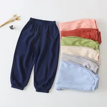 Детская одежда на гусеничном ходу, летний детский соединитель в виде бамбука, хлопковые противомоскитные штаны, Детские однотонные повседневные брюки