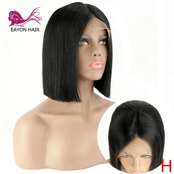 

EAYON Short Bob 13x6 Lace Front Wig Remy Straight Wigs with Baby Hair Middle Part Wigs For Women Glueless Brazilian 130% Density