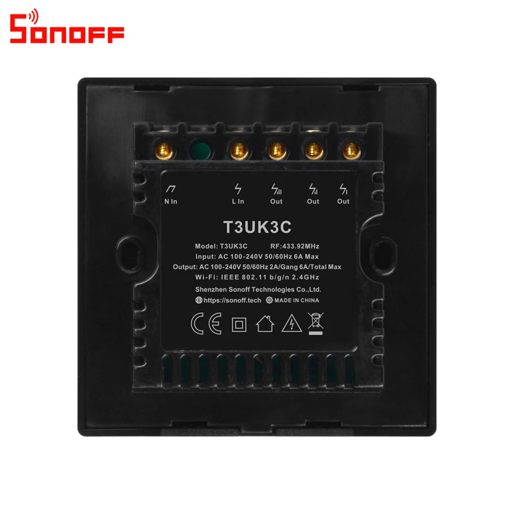 Интеллектуальный выключатель света SONOFF T3 1/2/3 серии TX Wifi светильник выключатель закаленное Стекло поверхности Смарт-поставляет Великобританию Стандартный