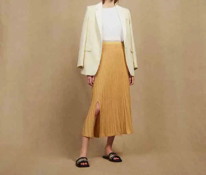 

Women Skirt 2019 Spring and Summer Split High Waist Versatile Pleated Skirt Knit Skirt Slim Skirt