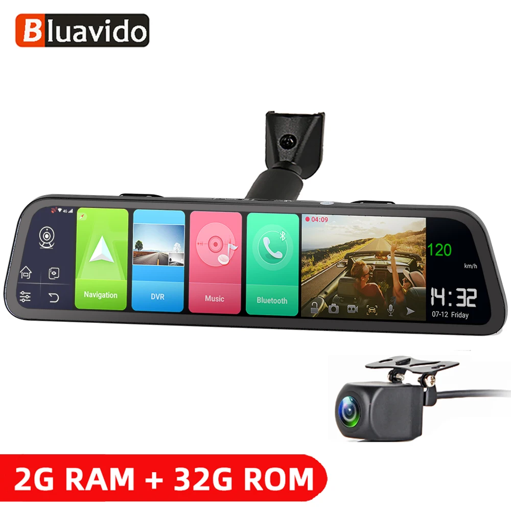 Зеркало видеорегистратор Bluavido 4G Android 8 1 2 Гб ОЗУ 32 ПЗУ GPS навигация зеркало заднего