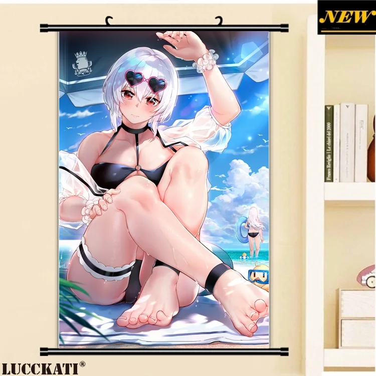 40X60 см Azur Лэйн Билан хансян игра капроновые сексуальные лоли соски pantsu мультфильм аниме настенный постер прокрутки холст живопись - Цвет: W