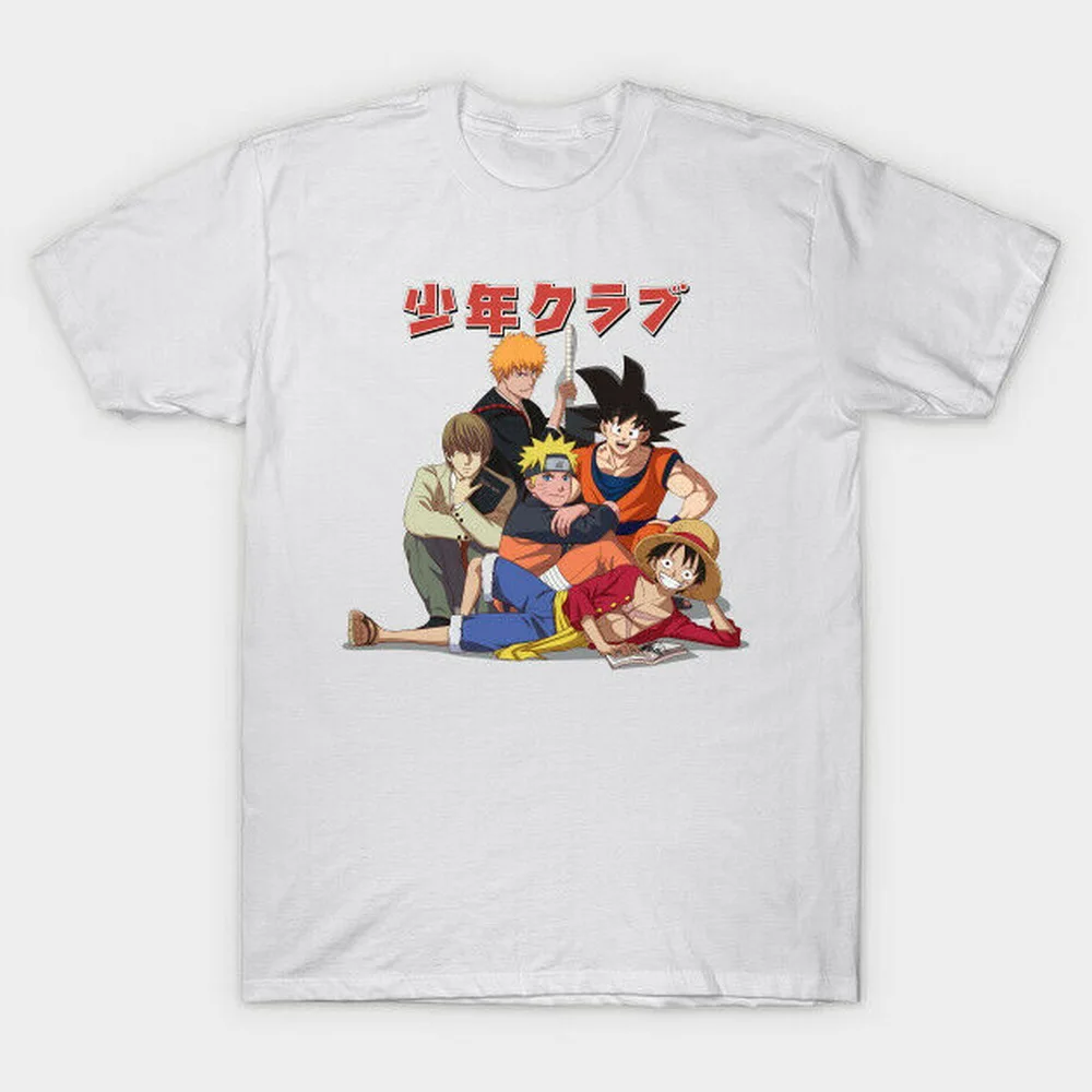Белая футболка с принтом The Shounen Club Ichigo Naruto Luffy светильник Гоку Манга хлопковая