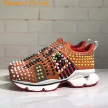 Бренд oleer Chentel благородные красочные заклепки шикарные мужские повседневные туфли на толстой подошве для вечеринок мужские туфли на плоской подошве Tenis Masculino большой размер
