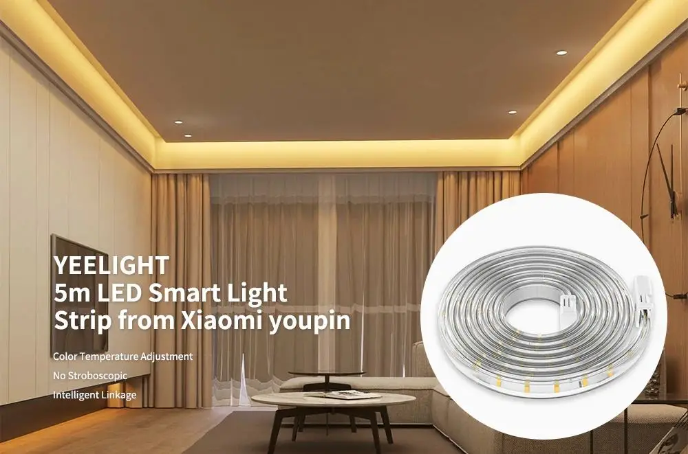 Yeelight AC220-240V 500LM/M 5 м умная Светодиодная лента драйвер работает с Alexa HomeKit водонепроницаемый IP65 для Mijia приложение затемнения