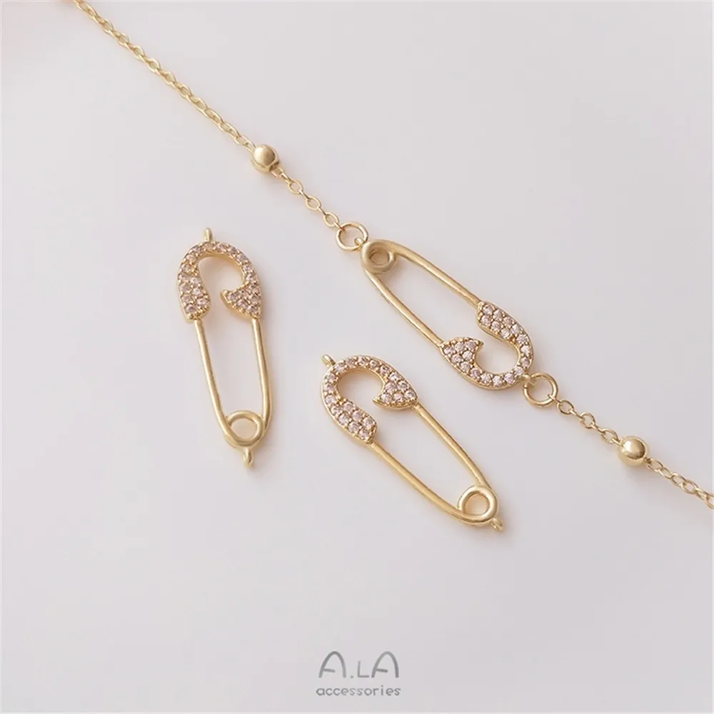 

14K gold con pin shaped double hanging accessories diy bracelet necklace earrings pendant