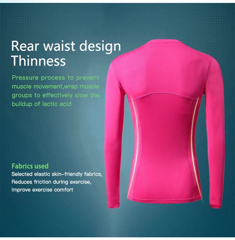 Yel Для женщин быстросохнущая бег топы с длинным рукавом футболки Body Shaper Йога Спортивные Компрессионные колготки спортивный топ