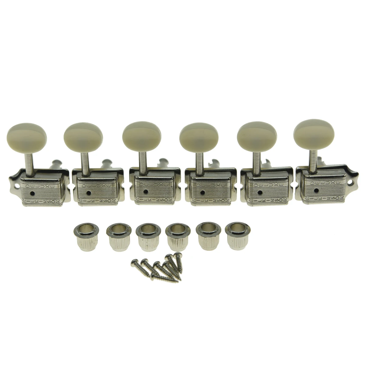 Wilkinson Deluxe 6 встроенных винтажных гитарных тюнеров с разделенным столбом, Настраиваемые ключи, колышки, машинные головки для гитар Strat/Tele - Цвет: Nickel w-IvoryButton