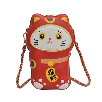 

New women's shoulder bag cartoon cute fortune cat bag creative lucky cat fashion shoulder messenger bags handbag