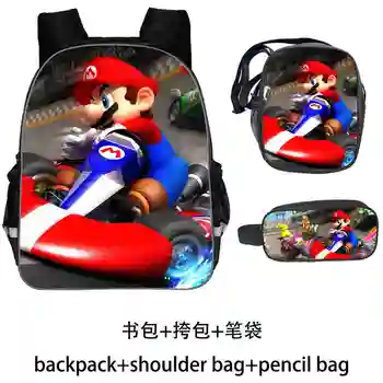 

3pcs/Set School Bag Mario Bros Sonic Backpack Children Combination Bookbag Boys Girls School Backpack Daily Mochila