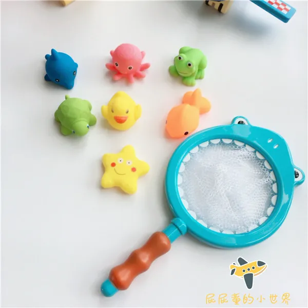 Baby Bath Toy Children Shark Toys Infant Soft Silcone Mainland China Swimming Non-Fish Catching Fishnet