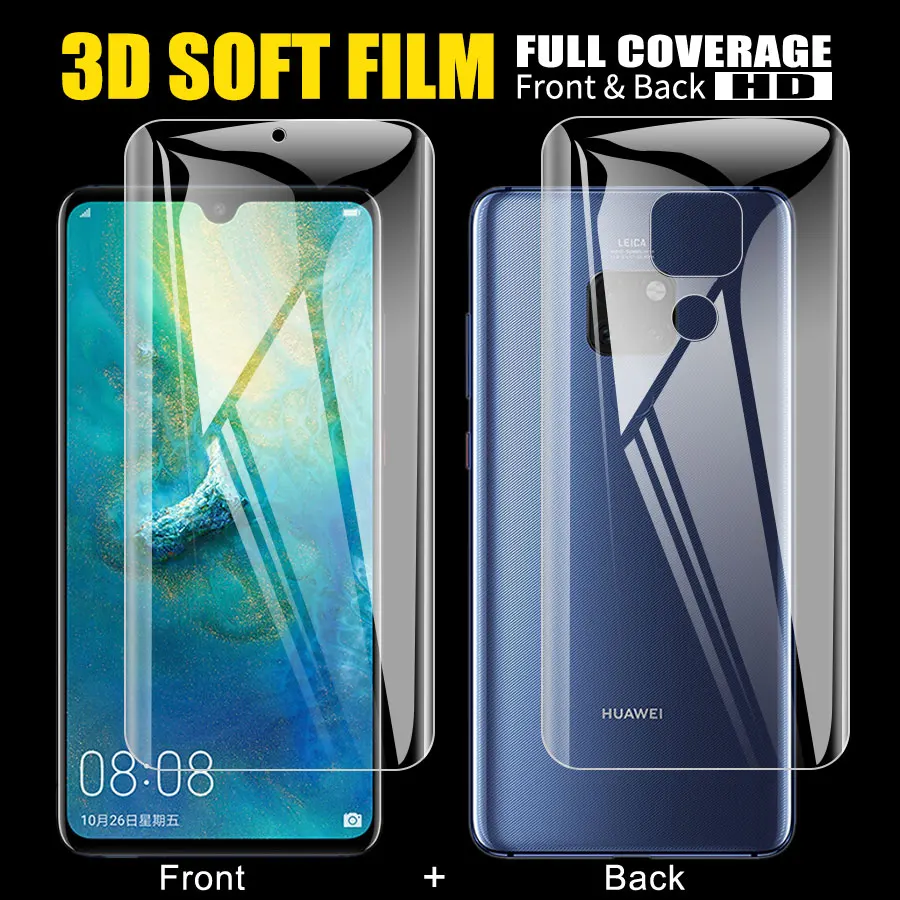 Передняя + задняя защитная пленка из ТПУ для Huawei P30 P20 Lite Mate 20 Pro Honor 10 8X View Nova 3 P Smart