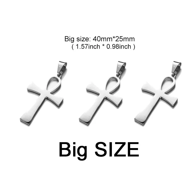 big-silver 5 шт./лот, модные подвески Anka Cross, Египетский Анкх, символ жизни, нержавеющая сталь, подвески крест для ожерелья, сделай сам, изготовление ювелирных изделий - Окраска металла: big-silver