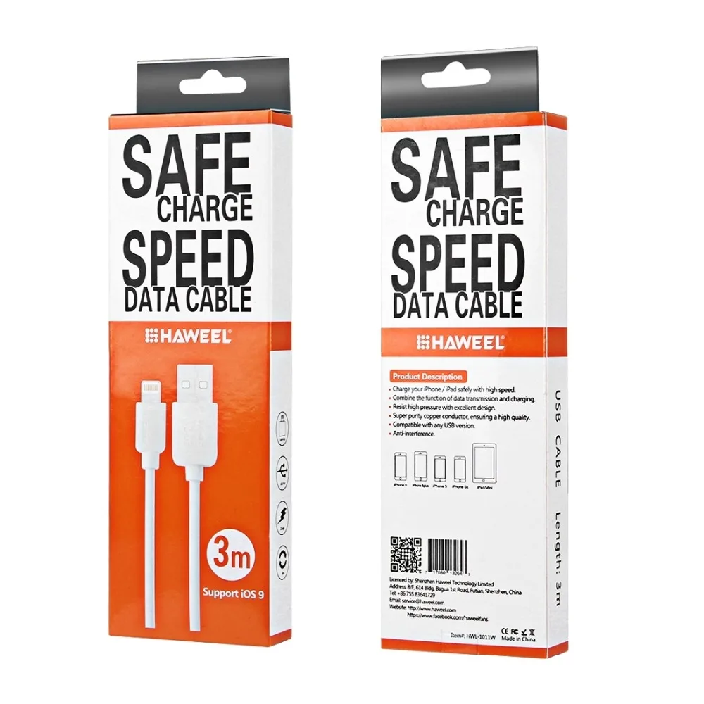 HAWEEL 3 м высокоскоростной 8-контактный usb-кабель для синхронизации и зарядки для iPhone XR/iPhone XS MAX/iPhone X и XS/8 и 8 Plus/iPhone 7