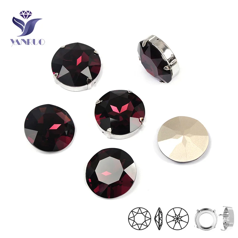 YANRUO 1201 круглые 27 мм Аметист Швейные Когти DIY заостренные сзади большие стразы