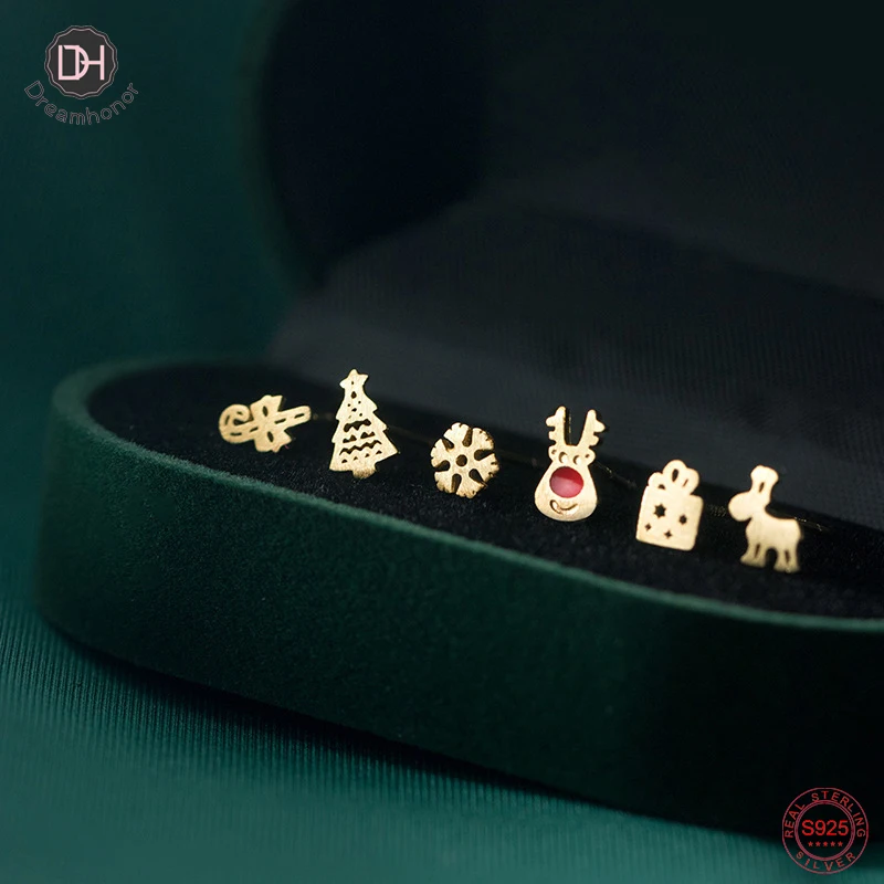 

Dreamhonor New Christmas Earrings Crystal Snowman Jewelry Christmas Tree Stud Earring Creative Party Accessories SMT501