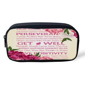 

Casual Cosmetic Bag Flower Text Red Yellow Makeup Travel Bag Zipper Pencil Case Office Student Stationery