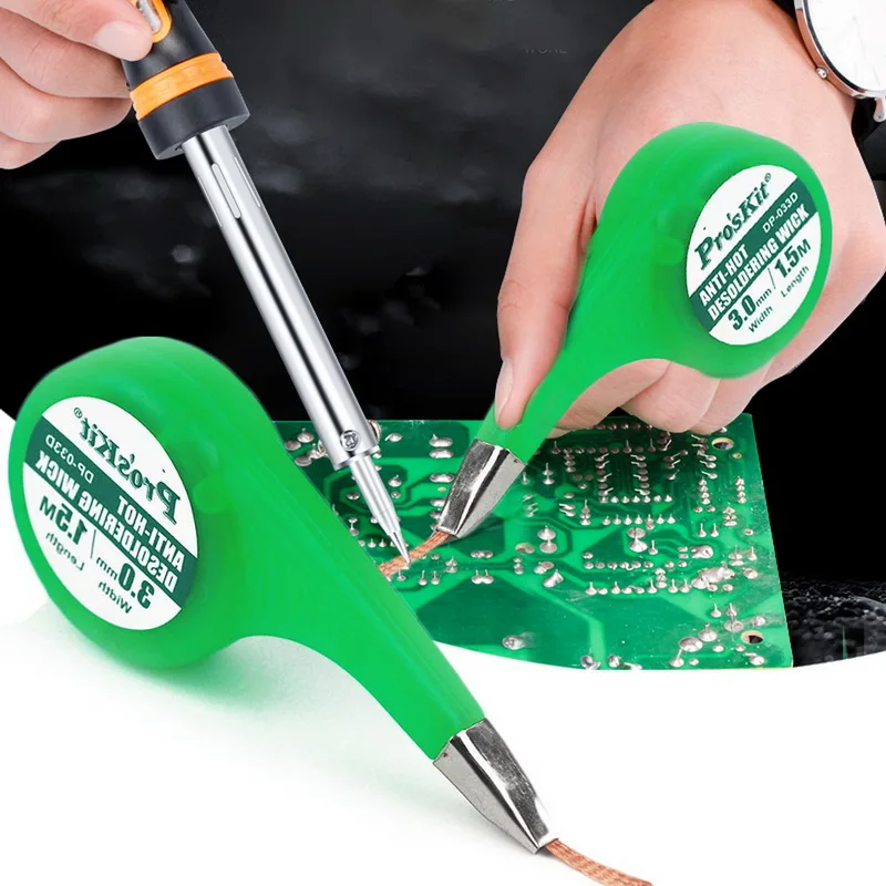 Succionador de mecha de soldadura trenzada, 1 unidad, dispensador de rueda de pulgar, removedor de soldadura, ventosa, desoldadora