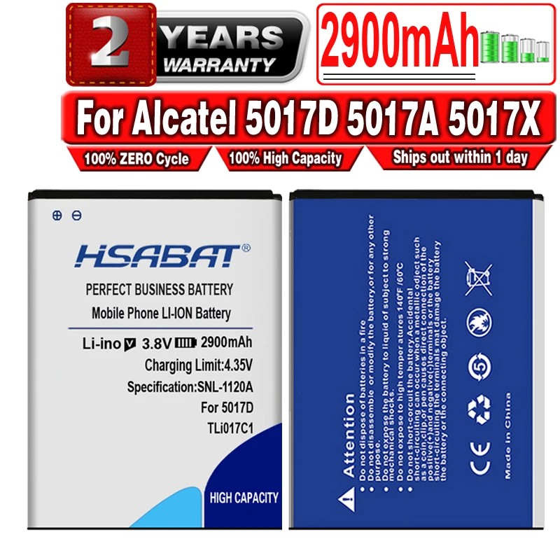 Аккумулятор HSABAT TLi017C1 2900 мАч для Alcatel OneTouch PIXI 3 4 5 дюйма 5019D 5017D 5017A 5017X 5017 5027B |