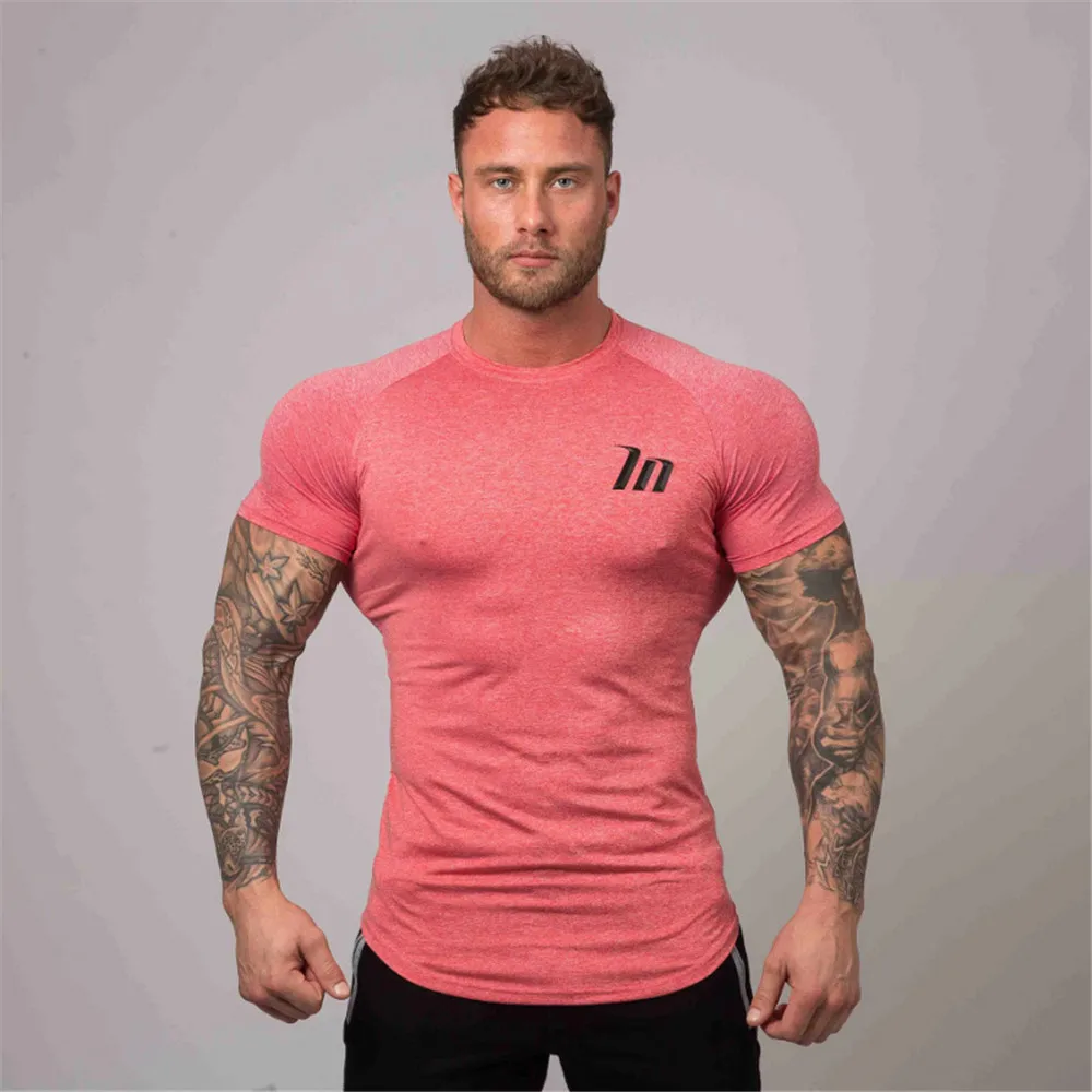 Compression T-shirt Running Sport Mens Gym Fitness Superelastic Quick dry Skinny t shirt Summer Male Jogging Training Tees Tops