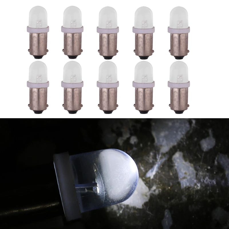 

10pcs Ba9s Led 12V Bulb Door Reading Map Interior Instrument License Plate Tail Light Taillight Side Wedge Clearance Lamp Bulb