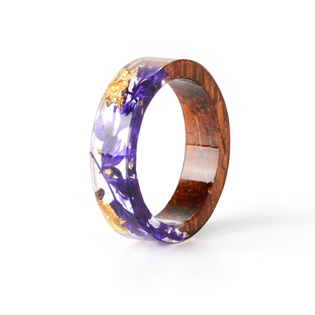 Resin Ring Transparent Epoxy Resin Ring Fashion Handmade Dried Flower Wedding Jewelry Love Ring for Women 2019 New Design