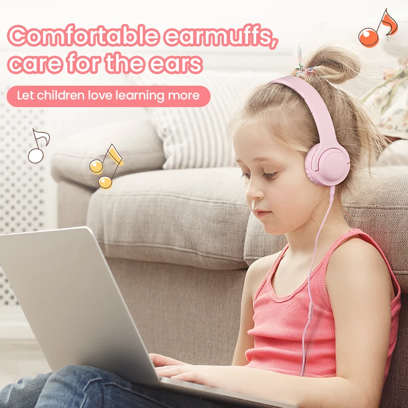 Cute Wired Headphone Noise Cancelling Earphones With Microphone Stereo Earphone Computer Mobile Phone Gamer Headset Kids Gift