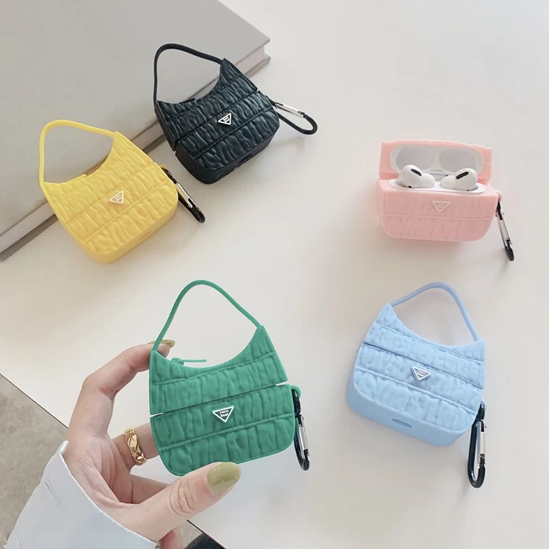 

3D Handbag Shaped Silicone Protect Case Cover with Carabiner for AirPods Pro for 3rd Apple Bluetooth Earphone Charging Box