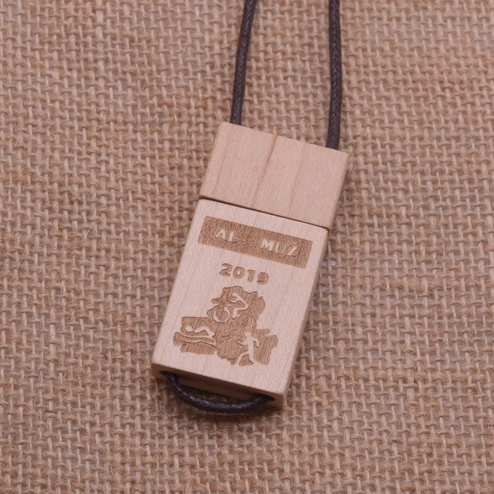 Деревянный USB флеш накопитель на шнурке Флешка из кленового дерева 2 0 4 ГБ 8 16 32 64