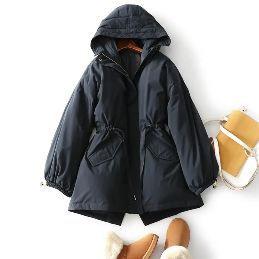 super warm Winter hooded oversized Warm Duck down coat female was thin waist Down Warm Jacket Hooded thicker warm Parkas F791