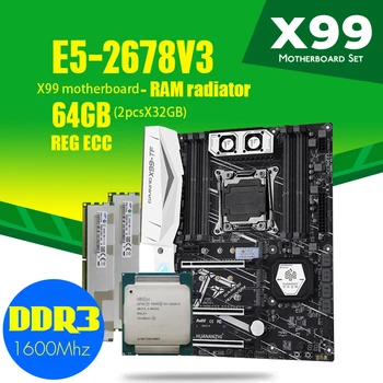 

HUANANZHI X99 TF X99-TF motherboard set with Xeon E5 2678 V3 LGA2011-3 CPU 2pcs X 32GB = 64GB 1600MHz DDR3 memory RAM radiador
