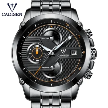

CADISEN Stainless Steel Band Men's Watch Military Quartz Watch Sports Business Watch Timing Luminous 3ATM Waterproof Calendar