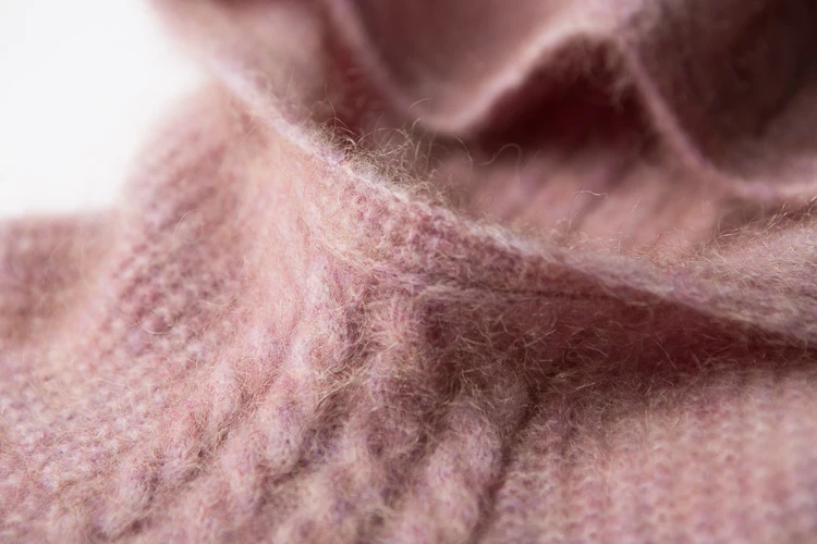 Женский свитер, зимний теплый толстый розовый пуловер, свитер, шерстяной скрученный мохер с капюшоном, Свободный пуловер, Femme Nouveaute