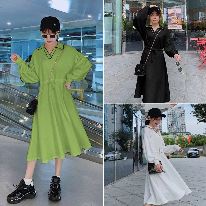 

Photo Shoot Avocado Green Long-sleeved Dress Women's 2019 Spring And Autumn New Style Fashion Network Red Popular Elegant Slimmi