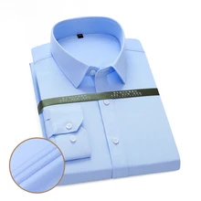 Negócios masculinos casual camisa de fibra de bambu moda single breasted cardigan design adequado para escritório camisa de manga longa masculino S 4XL
