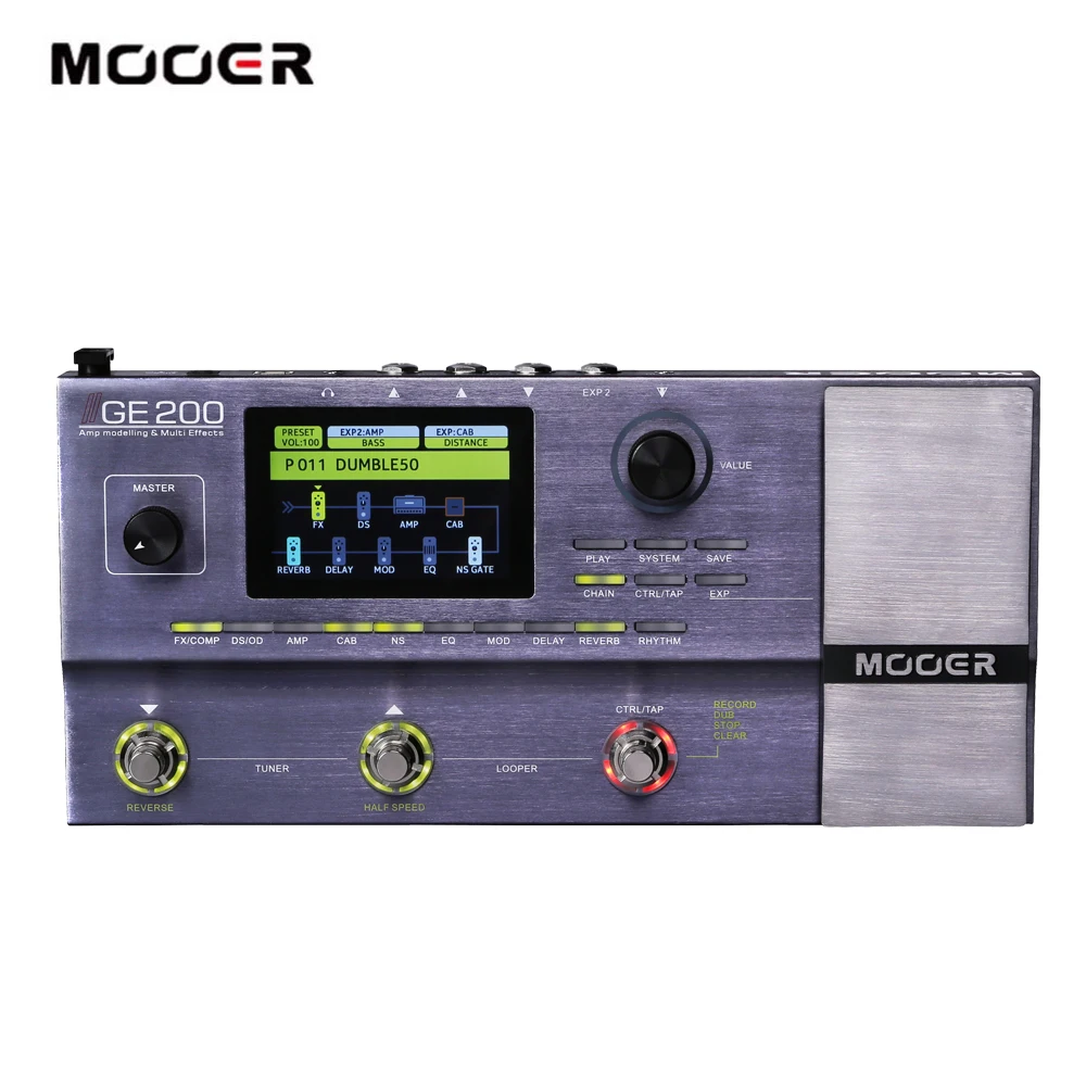 MOOER GE200 Amp моделирование мульти-процессор эффектов цифровая Гитара педаль эффектов 55 модели усилителя 70 эффектов 52 второй петлер