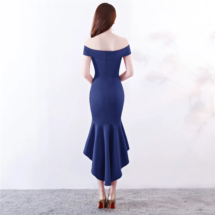 Платье для выпускного вечера короткое спереди длинное сзади Vestidos De Gala DX344-2 размера плюс элегантные вечерние Стильные платья с открытыми плечами для выпускного вечера