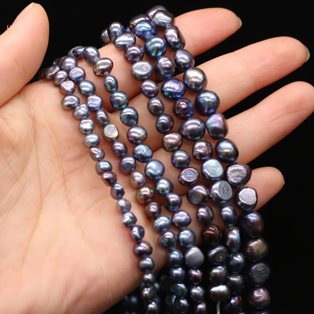 Natural Freshwater Pearl Horizontal Hole Black Pearls Loose Beads For DIY Necklace Bracelet Jewelry Making Findings 14'' Strand