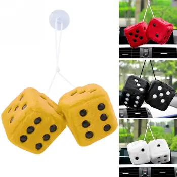 

Cute Hanging Accessories Craps Suspension Ornaments Charms Decor Plush Dice Interior Car Pendant Adornment Rear View Mirror