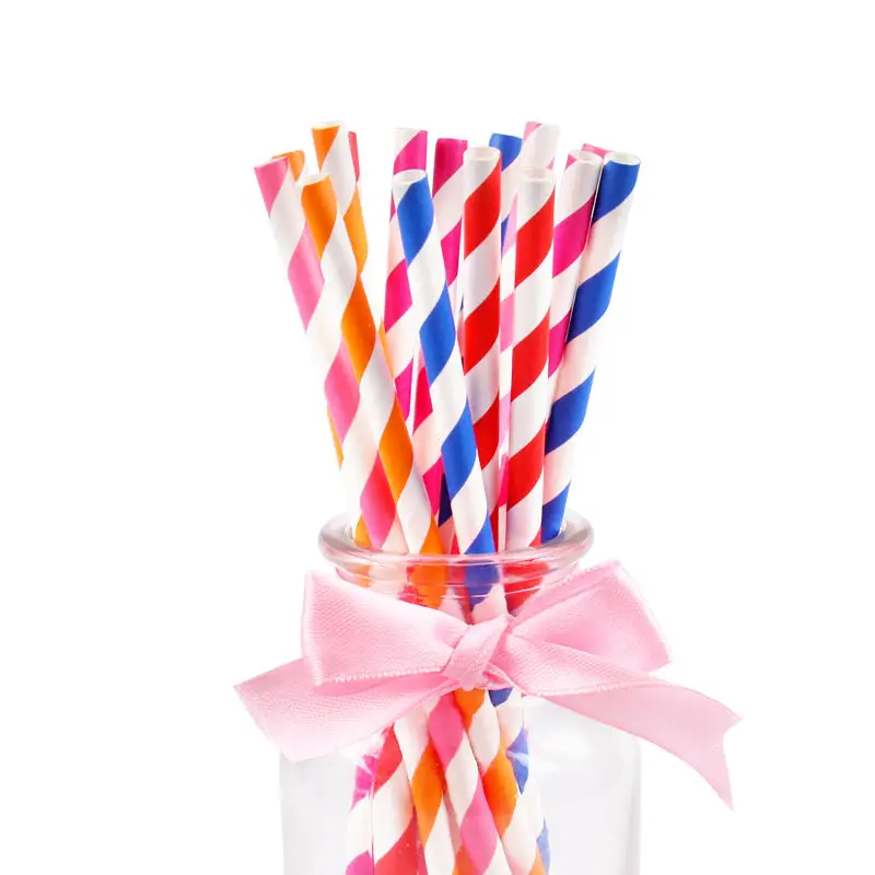 25 шт./лот бумажные трубочки в полоску для рождества, дня рождения, свадьбы, декоративные вечерние товары, креативные питьевые соломинки - Цвет: Mix 4