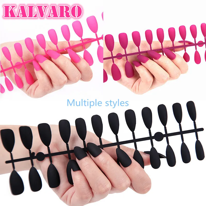 

Kalvaro Fashion 24 Pieces Pointed False Nails Tips Sharp Candy Colors Fake Nails For Daily Wear On Matte Finishing 18 Sizes