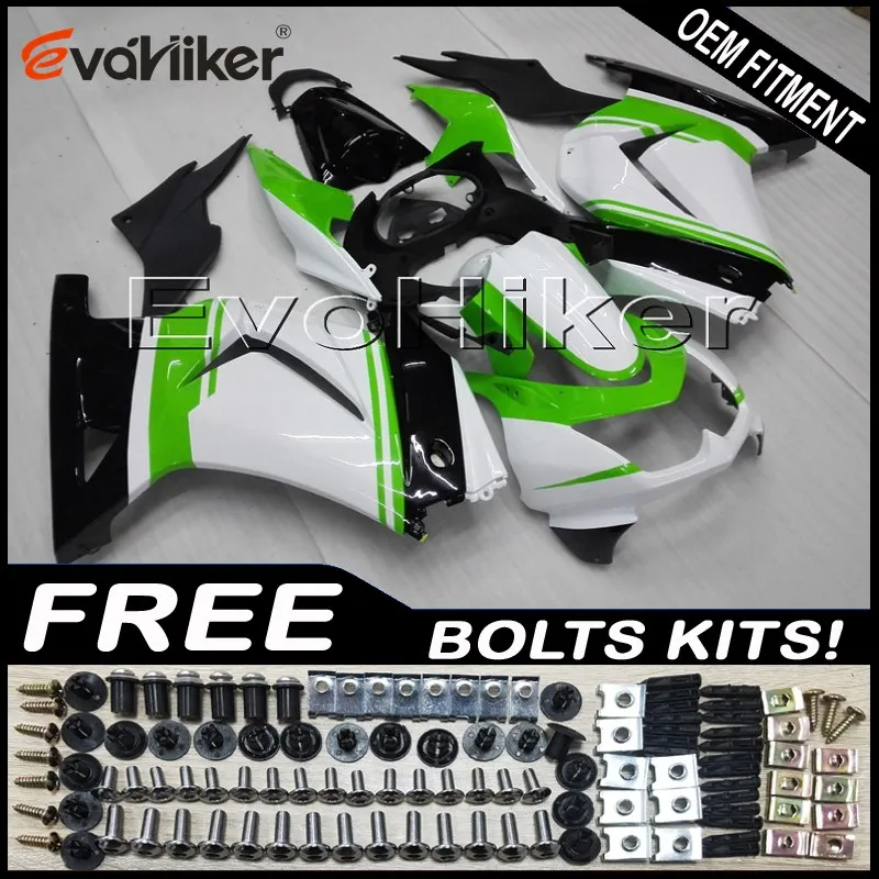 Custom fairing for ZX250R EX250 2008 2009 2010 2011 2012 ABS motor panels Body Kit Injection mold green white+gifts Custom fairing for ZX250R EX250 2008 2009 2010 2011 2012 ABS motor panels Body Kit Injection mold green white+gifts