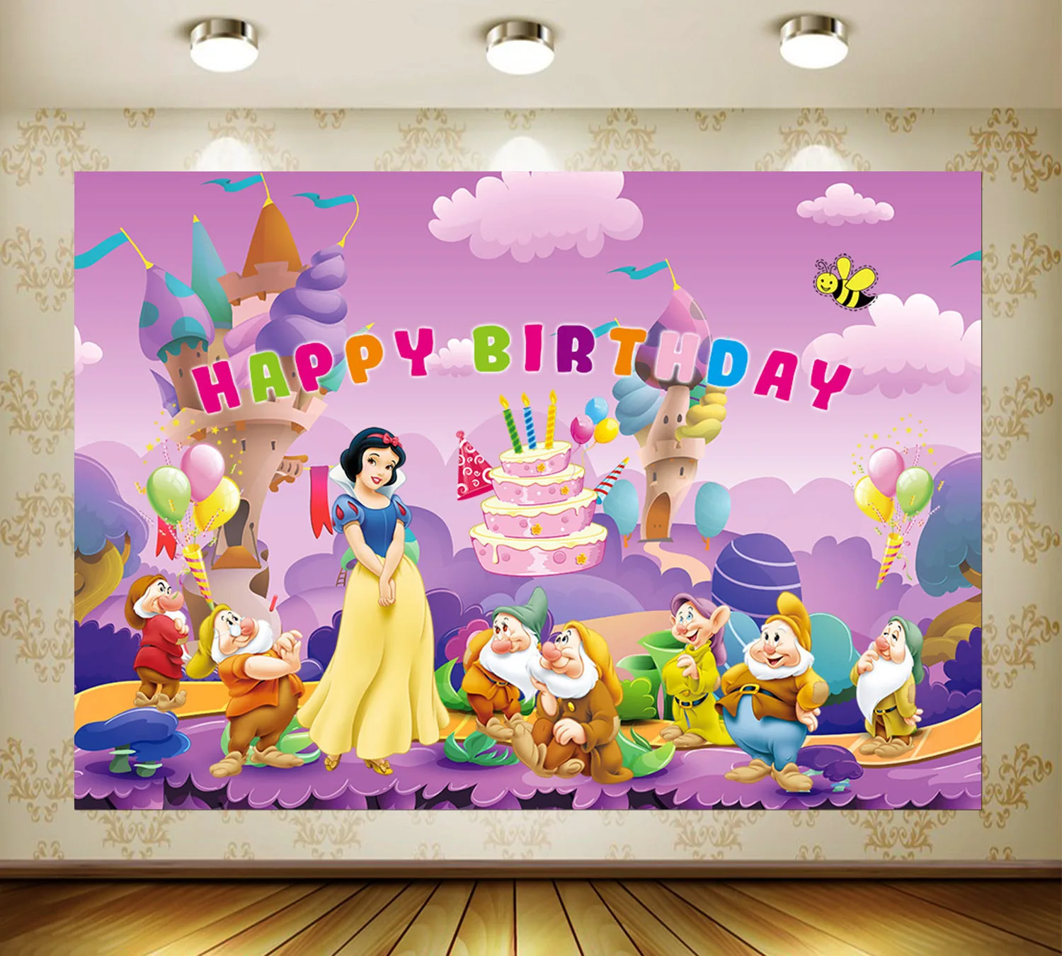 

Snow White Backdrop Party Supplies Girl Birthday Party Decor Baby Shower Photo Background Room Decor Banner Prop Kid gift