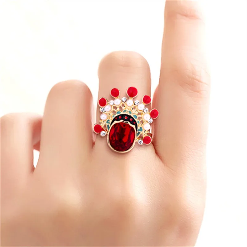 China national Peking Opera vintage rings 2019 hanfu Ethnic Figure crystal rings for women jewelry Trendy Wedding bands rings